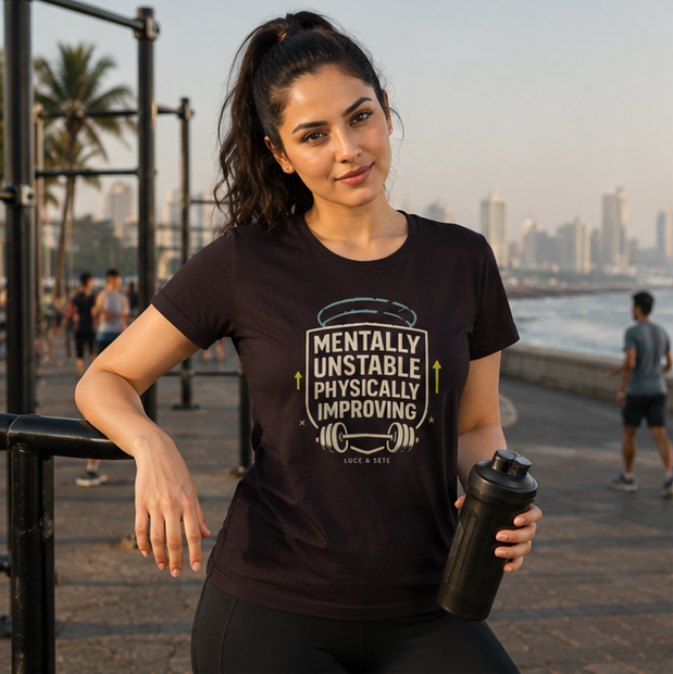 LUCE & SETE GPT mockup 1 - Mentally Unstable Physically Improving Classic Graphic T-Shirt for Women | Fitness Motivation Streetwear - 101_9392650322157_womens-classic-t-shirt-83_NO_EXCUSES_GRID_20260607_094055_01_row1_col1.png