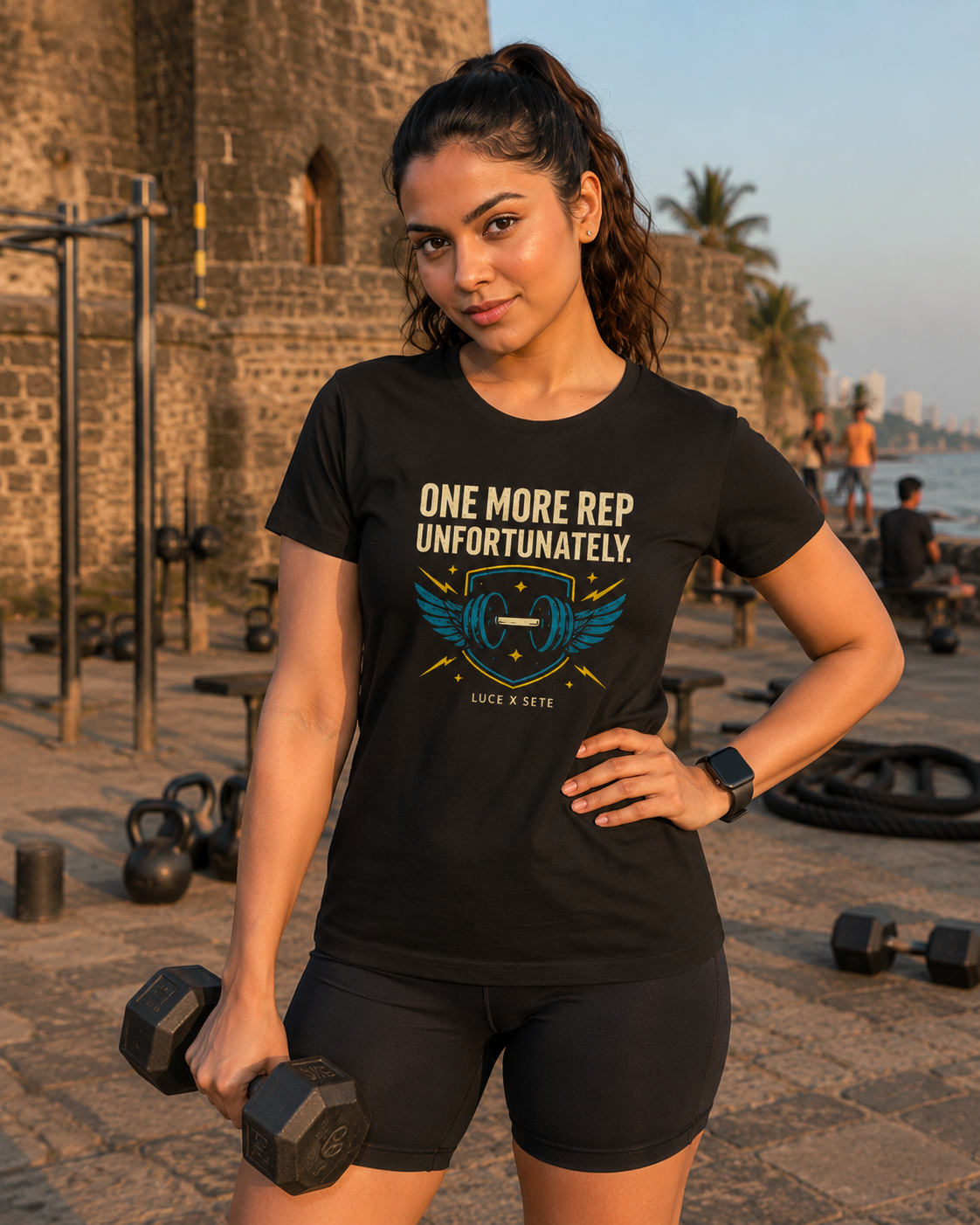 LUCE & SETE GPT mockup 1 - One More Rep Statement Classic Graphic T-Shirt for Women | Fitness Humor Streetwear - 101_9392650846445_womens-classic-t-shirt-86_NO_EXCUSES_front_HERO_20260607_094920.png