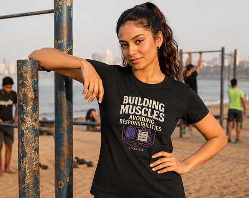 LUCE & SETE GPT mockup 1 - Building Muscles Sarcastic Classic Graphic T-Shirt for Women | Fitness Humor Streetwear - 101_9392650911981_womens-classic-t-shirt-87_NO_EXCUSES_GRID_20260607_095031_01_row1_col1.png