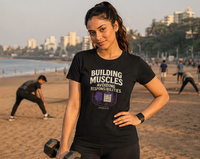 LUCE & SETE GPT mockup 1 - Building Muscles Sarcastic Classic Graphic T-Shirt for Women | Fitness Humor Streetwear - 101_9392650911981_womens-classic-t-shirt-87_NO_EXCUSES_GRID_20260607_095031_02_row1_col2.png