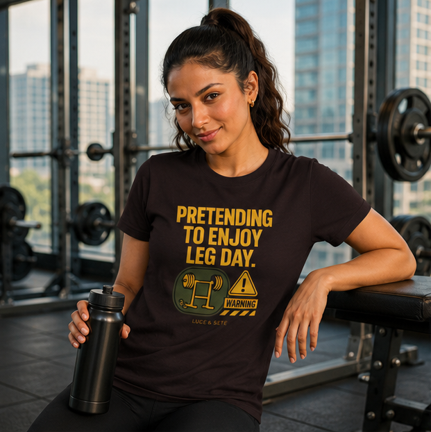 LUCE & SETE GPT mockup 1 - Pretending to Enjoy Leg Day Classic Graphic T-Shirt for Women | Fitness Humor Streetwear - 101_9392650944749_womens-classic-t-shirt-88_NO_EXCUSES_GRID_20260607_095321_01_row1_col1.png