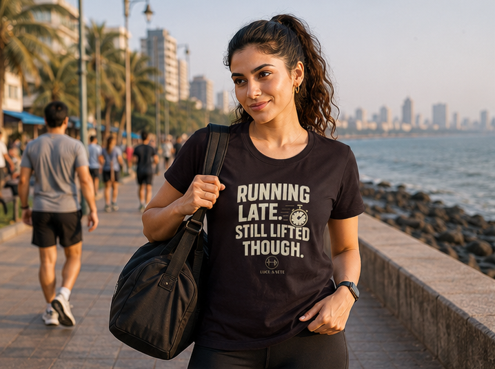 LUCE & SETE GPT mockup 1 - Running Late Still Lifted Though Classic Graphic T-Shirt for Women | Fitness Attitude Streetwear - 101_9392651141357_womens-classic-t-shirt-91_NO_EXCUSES_GRID_20260607_100131_01_row1_col1.png