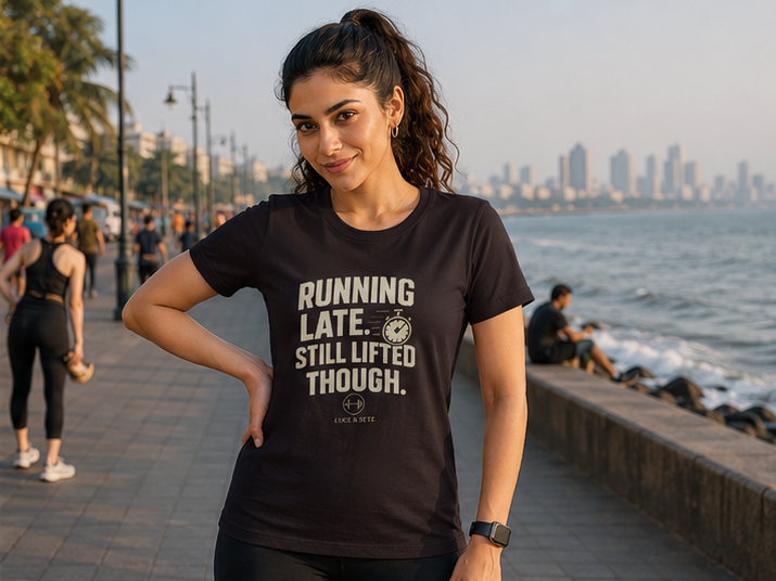 LUCE & SETE GPT mockup 1 - Running Late Still Lifted Though Classic Graphic T-Shirt for Women | Fitness Attitude Streetwear - 101_9392651141357_womens-classic-t-shirt-91_NO_EXCUSES_GRID_20260607_100131_02_row1_col2.png
