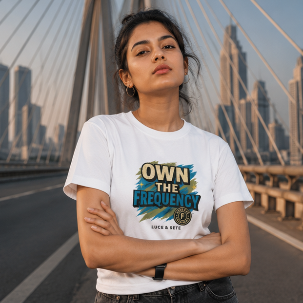 LUCE & SETE GPT mockup 1 - Own The Frequency Graphic T-Shirt for Men & Women | Empowerment Streetwear - 265_9389895516397_unisex-stretch-t-shirt-169_BUILD_DIFF_GRID_20260602_192755_01_row1_col1.png