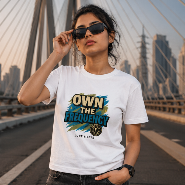 LUCE & SETE GPT mockup 1 - Own The Frequency Graphic T-Shirt for Men & Women | Empowerment Streetwear - 265_9389895516397_unisex-stretch-t-shirt-169_BUILD_DIFF_GRID_20260602_192755_02_row1_col2.png