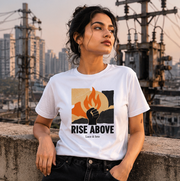 LUCE & SETE GPT mockup 1 - Rise Above Graphic T-Shirt for Men & Women | Empowerment Streetwear - 265_9389895811309_unisex-stretch-t-shirt-171_BUILD_DIFF_GRID_20260602_193447_01_row1_col1.png