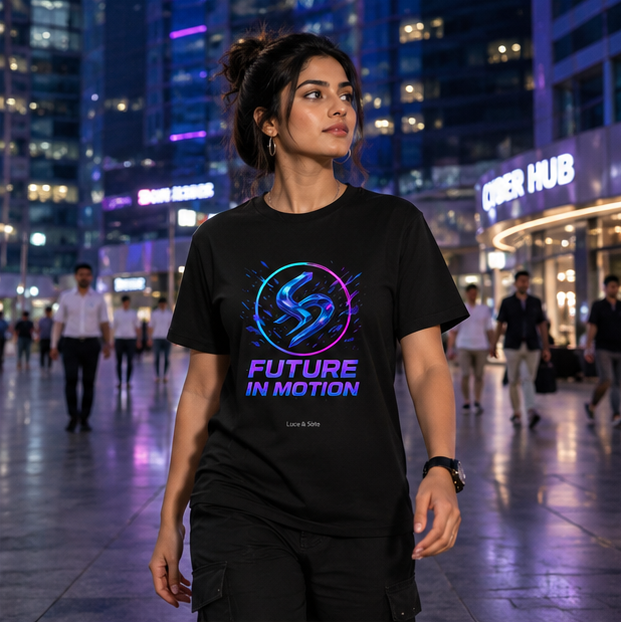 LUCE & SETE GPT mockup 1 - Future in Motion Graphic T-Shirt for Men & Women | Futuristic Streetwear - 267_9389895188717_unisex-stretch-t-shirt-167_BUILD_DIFF_GRID_20260602_194217_02_row1_col2.png
