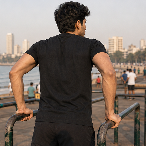 LUCE & SETE GPT mockup 1 - Fitness Is Life Graphic T-Shirt for Men & Women | Daily Workout Motivation - 270_9388321145069_unisex-stretch-t-shirt-142_NO_EXCUSES_GRID_20260601_205444_04_row2_col2.png