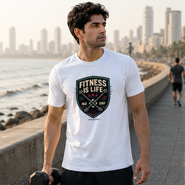 LUCE & SETE GPT mockup 1 - Fitness Is Life Graphic T-Shirt for Men & Women | Motivational Fitness Streetwear - 273_9388320194797_unisex-stretch-t-shirt-140_NO_EXCUSES_GRID_20260601_210405_01_row1_col1.png