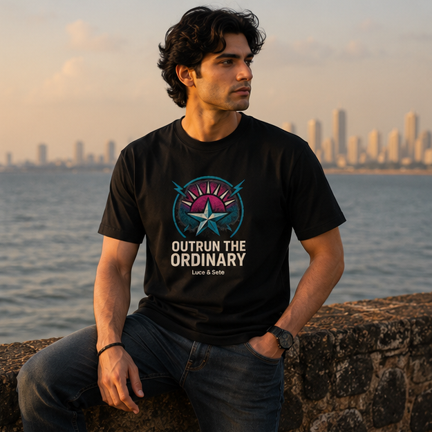 LUCE & SETE GPT mockup 1 - Outrun The Ordinary Graphic T-Shirt for Men & Women | Motivational Streetwear - 275_9388262326509_unisex-stretch-t-shirt-114_BUILD_DIFF_GRID_20260601_184718_02_row1_col2.png