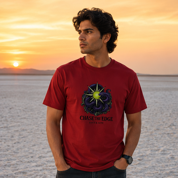 LUCE & SETE GPT mockup 1 - Chase The Edge Graphic T-Shirt for Men & Women | Bold Adventure Streetwear - 275_9388262359277_unisex-stretch-t-shirt-115_BUILD_DIFF_GRID_20260601_184937_01_row1_col1.png