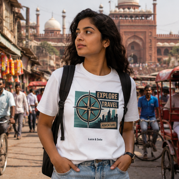 LUCE & SETE GPT mockup 1 - Explore Travel Adventure Graphic T-Shirt for Men & Women | Travel Freedom Streetwear - 275_9388265701613_unisex-stretch-t-shirt-129_BUILD_DIFF_GRID_20260601_190058_01_row1_col1.png