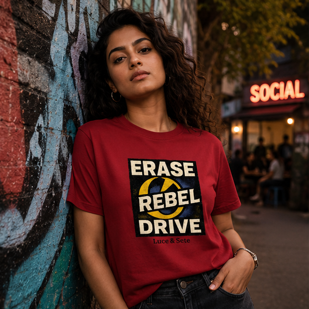 LUCE & SETE GPT mockup 1 - Erase Rebel Drive Graphic T-Shirt for Men & Women | Bold Streetwear Statement - 275_9388265799917_unisex-stretch-t-shirt-131_BUILD_DIFF_GRID_20260601_190332_01_row1_col1.png