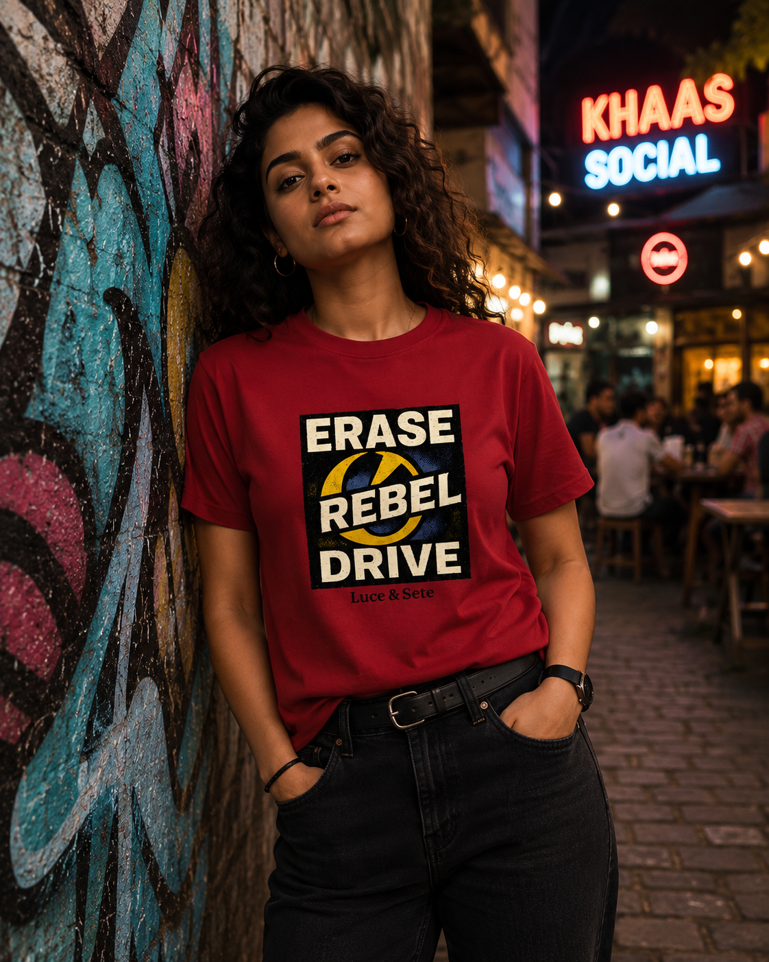 LUCE & SETE GPT mockup 1 - Erase Rebel Drive Graphic T-Shirt for Men & Women | Bold Streetwear Statement - 275_9388265799917_unisex-stretch-t-shirt-131_BUILD_DIFF_front_HERO_20260601_190505.png