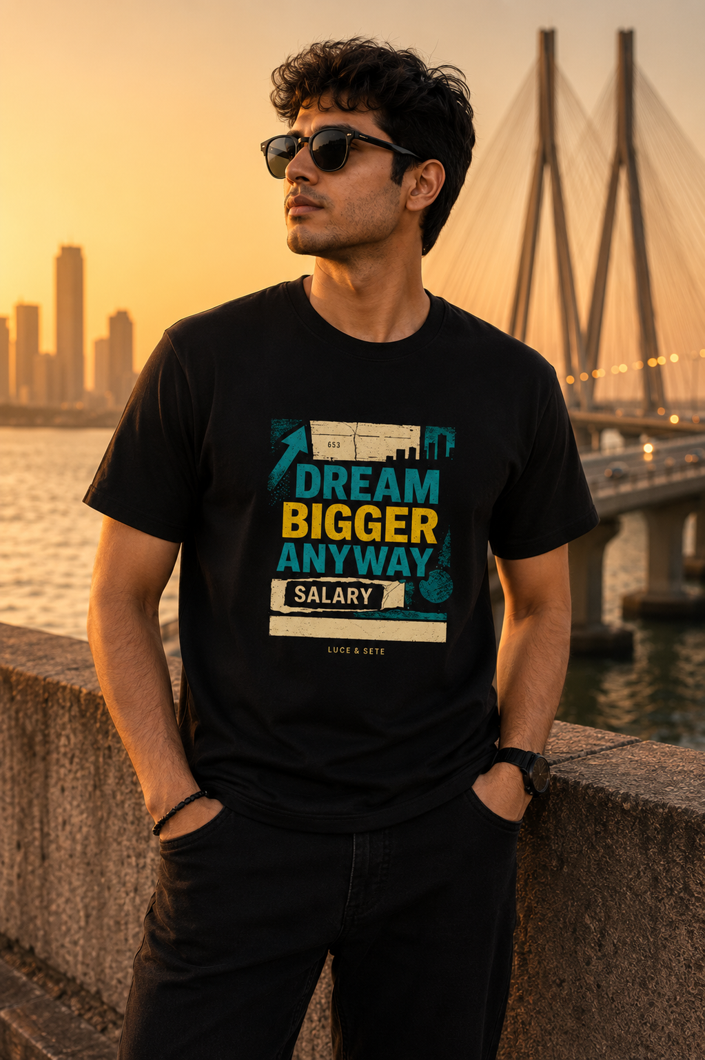 LUCE & SETE GPT mockup 1 - Dream Bigger Anyway Motivational Graphic T-Shirt for Men & Women | Ambition Streetwear - 276_9388262981869_unisex-stretch-t-shirt-121_BUILD_DIFF_front_HERO_20260601_190757.png
