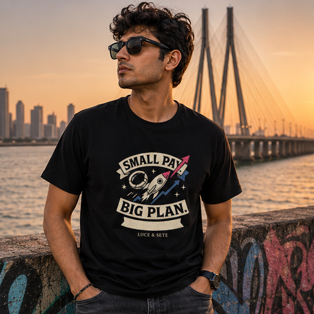 LUCE & SETE GPT mockup 1 - Small Pay Big Plan Graphic T-Shirt for Men & Women | Ambition Streetwear - 277_9388263014637_unisex-stretch-t-shirt-122_BUILD_DIFF_GRID_20260601_190947_01_row1_col1.png