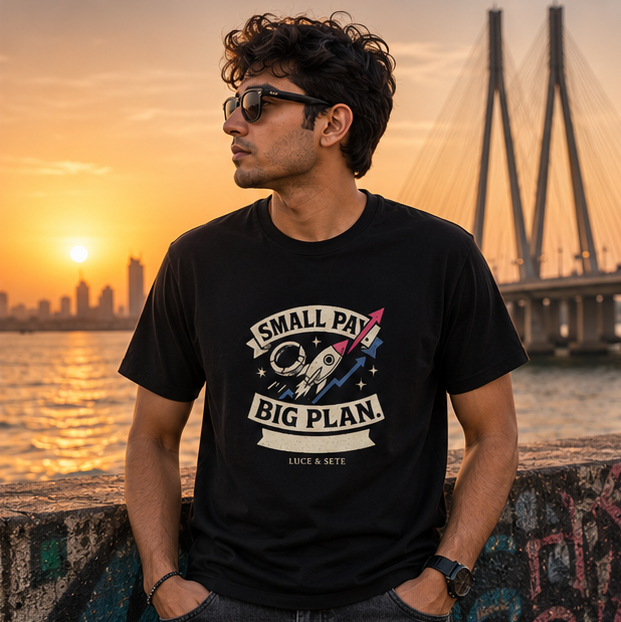 LUCE & SETE GPT mockup 1 - Small Pay Big Plan Graphic T-Shirt for Men & Women | Ambition Streetwear - 277_9388263014637_unisex-stretch-t-shirt-122_BUILD_DIFF_GRID_20260601_190947_02_row1_col2.png