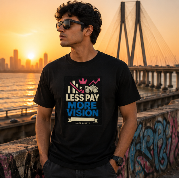 LUCE & SETE GPT mockup 1 - Less Pay More Vision Graphic T-Shirt for Men & Women | Ambition Streetwear - 281_9388263047405_unisex-stretch-t-shirt-123_BUILD_DIFF_GRID_20260601_191547_02_row1_col2.png