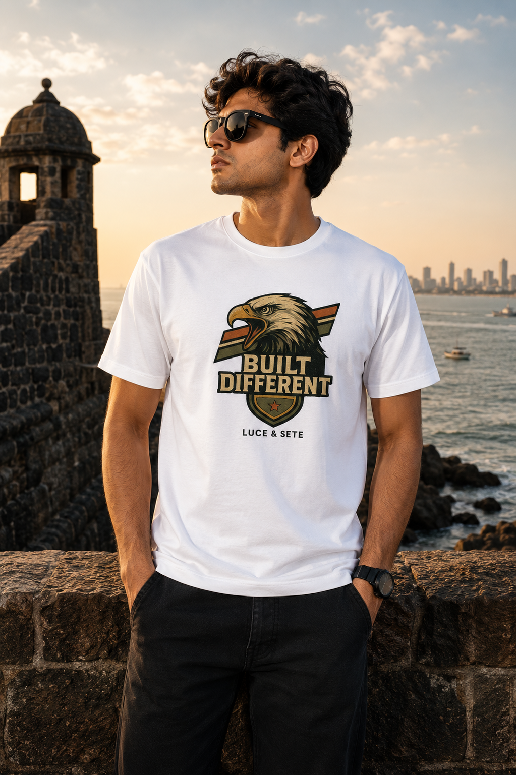 LUCE & SETE GPT mockup 1 - Built Different Graphic T-Shirt for Men & Women | Confidence Streetwear - 282_9388262818029_unisex-stretch-t-shirt-117_BUILD_DIFF_front_HERO_20260601_192022.png