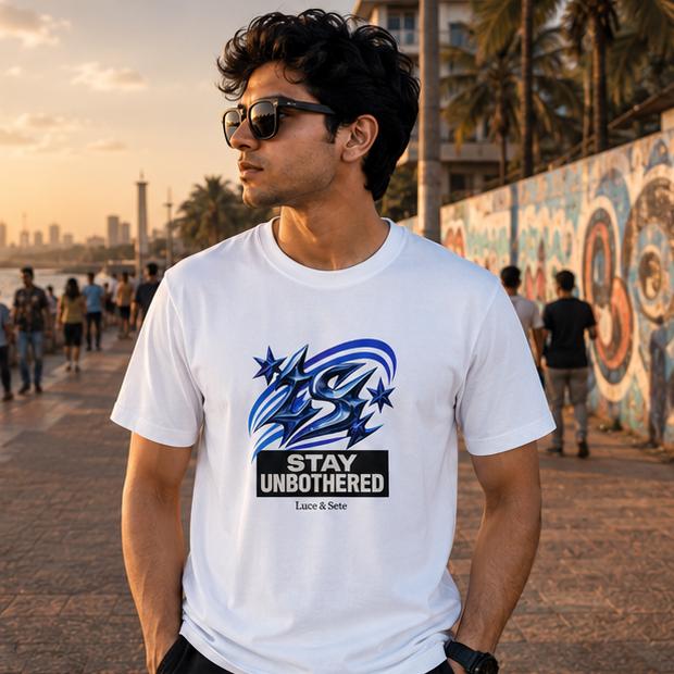 LUCE & SETE GPT mockup 1 - Stay Unbothered Graphic T-Shirt for Men & Women | Confident Streetwear - 282_9388262850797_unisex-stretch-t-shirt-118_BUILD_DIFF_GRID_20260601_192214_02_row1_col2.png