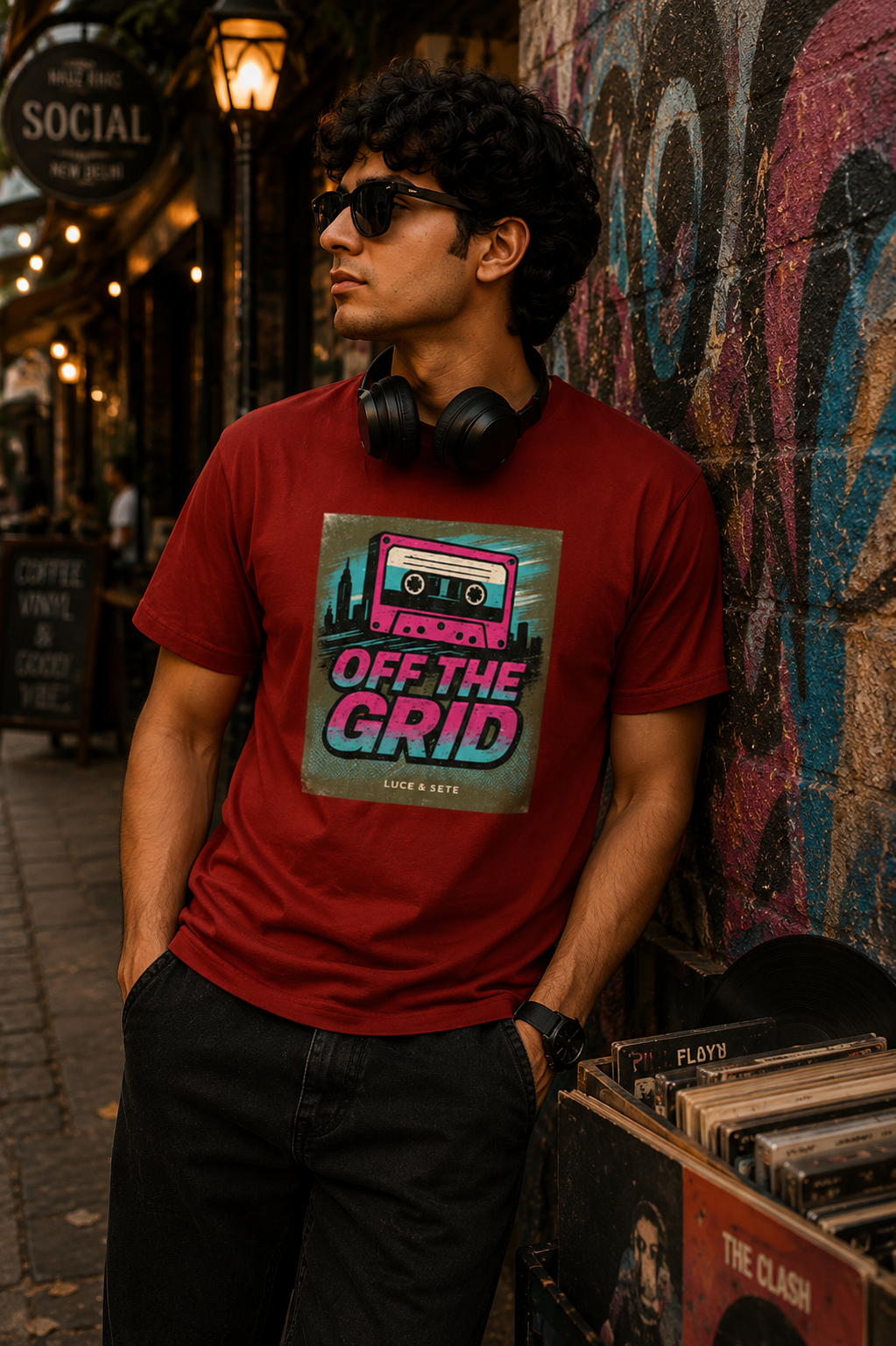 LUCE & SETE GPT mockup 1 - Off The Grid Retro Graphic T-Shirt for Men & Women | Urban Nostalgia Streetwear - 283_9388262457581_unisex-stretch-t-shirt-116_BUILD_DIFF_front_HERO_20260601_192746.png