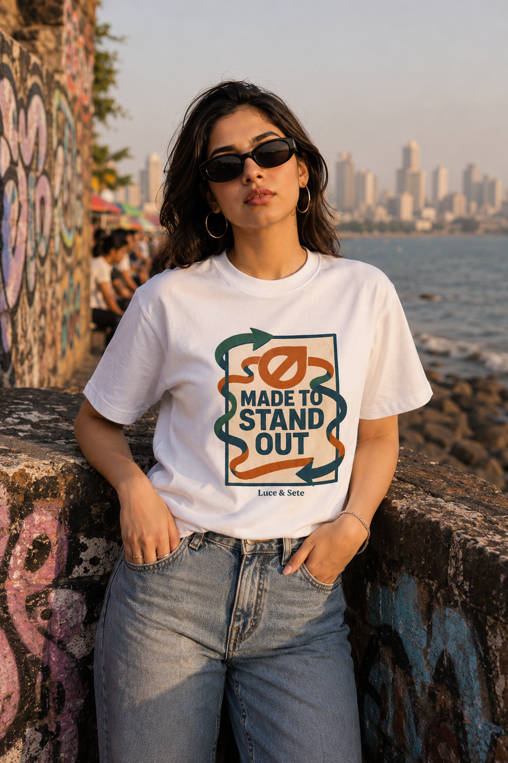 LUCE & SETE GPT mockup 1 - Made to Stand Out Graphic T-Shirt for Men & Women | Bold Streetwear Statement - 304_9388265439469_unisex-stretch-t-shirt-125_BUILD_DIFF_front_HERO_20260601_193039.png