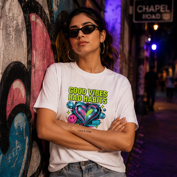 LUCE & SETE GPT mockup 1 - Good Vibes Bad Habits Graphic T-Shirt for Men & Women | Playful Streetwear Statement - 304_9388265767149_unisex-stretch-t-shirt-130_BUILD_DIFF_GRID_20260601_193209_01_row1_col1.png