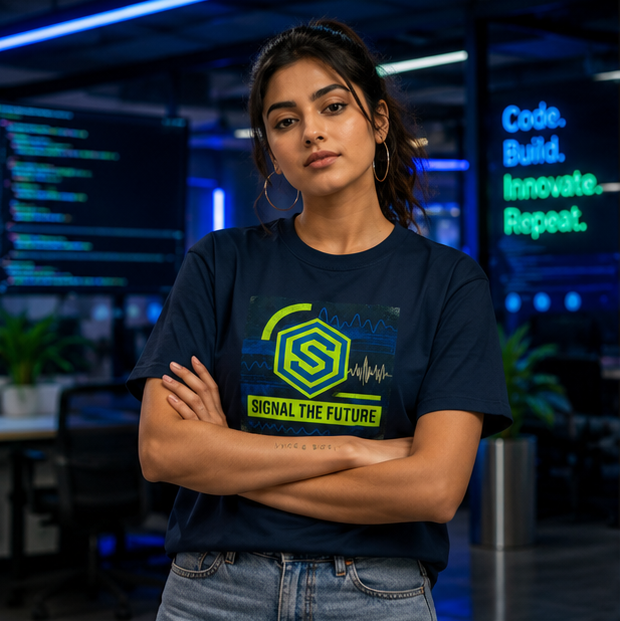 LUCE & SETE GPT mockup 1 - Signal The Future Graphic T-Shirt for Men & Women | Futuristic Tech Streetwear - 317_9388265505005_unisex-stretch-t-shirt-126_BUILD_DIFF_GRID_20260601_193511_01_row1_col1.png