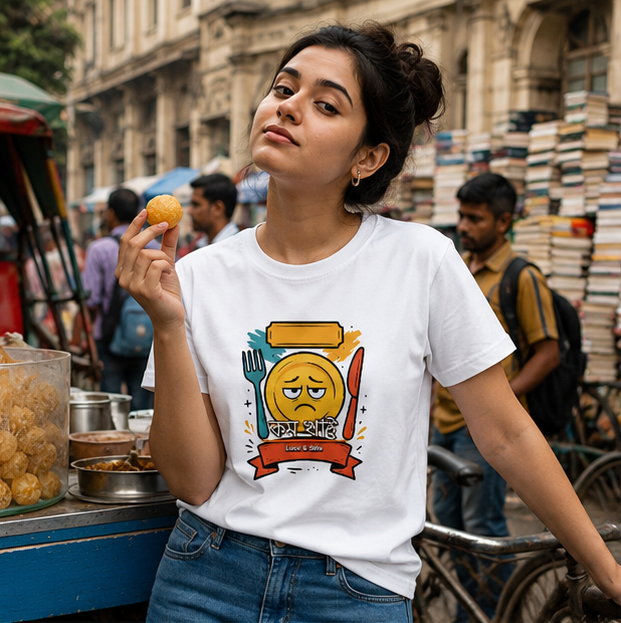 LUCE & SETE GPT mockup 1 - কম খাই Bengali Humor Graphic T-Shirt for Men & Women | Playful Bengali Streetwear - 327_9388126273773_unisex-stretch-t-shirt-103_BENGALI_GRID_20260601_121807_01_row1_col1.png