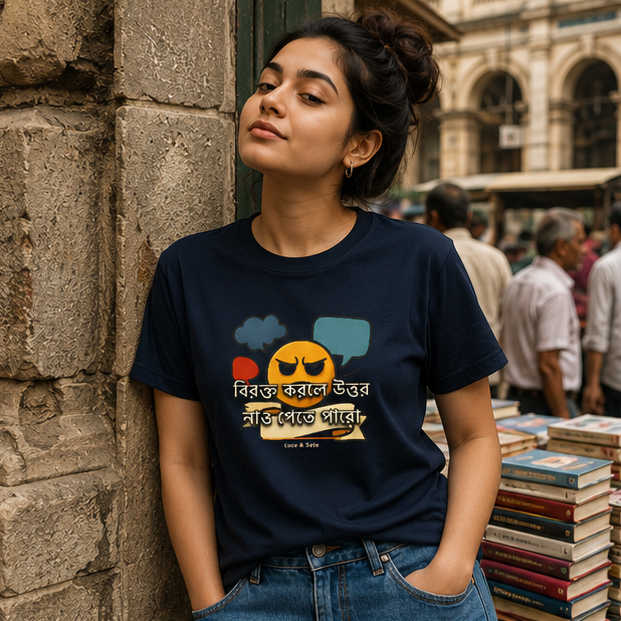 LUCE & SETE GPT mockup 1 - Sarcastic Bengali Statement Graphic T-Shirt for Men & Women | Bold Attitude Streetwear - 327_9388126339309_unisex-stretch-t-shirt-104_BENGALI_GRID_20260601_122031_01_row1_col1.png