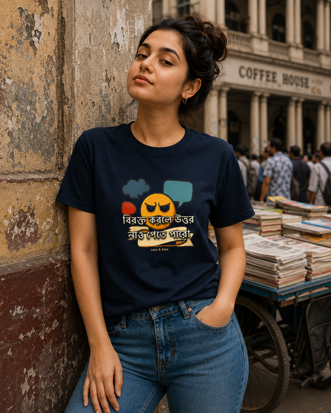 LUCE & SETE GPT mockup 1 - Sarcastic Bengali Statement Graphic T-Shirt for Men & Women | Bold Attitude Streetwear - 327_9388126339309_unisex-stretch-t-shirt-104_BENGALI_front_HERO_20260601_122145.png