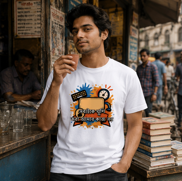 LUCE & SETE GPT mockup 1 - সবাইকে খুশি করা আমার কাজ নয় Graphic T-Shirt for Men & Women | Bengali Attitude Streetwear - 327_9388126372077_unisex-stretch-t-shirt-105_BENGALI_GRID_20260601_122345_02_row1_col2.png
