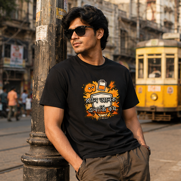 LUCE & SETE GPT mockup 1 - স্ট্রেন অনেক এনার্জি কম Graphic T-Shirt for Men & Women | Bengali Streetwear Statement - 369_9388126601453_unisex-stretch-t-shirt-111_BENGALI_GRID_20260601_143019_01_row1_col1.png