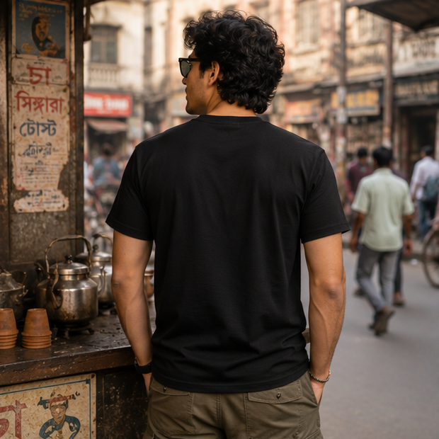 LUCE & SETE GPT mockup 1 - আগে চা, তারপর কাজ Graphic T-Shirt for Men & Women | Bengali Streetwear Statement - 375_9388126634221_unisex-stretch-t-shirt-112_BENGALI_GRID_20260601_143648_03_row2_col1.png