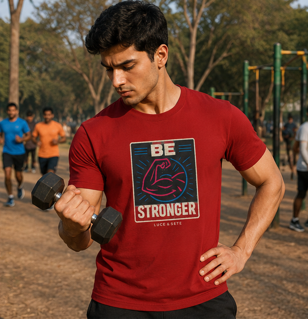 LUCE & SETE GPT mockup 1 - Be Stronger Motivational Graphic T-Shirt for Men & Women | Fitness Discipline Streetwear - 400_9388311576813_unisex-stretch-t-shirt-136_NO_EXCUSES_GRID_20260601_220245_02_row1_col2.png