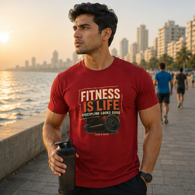 LUCE & SETE GPT mockup 1 - Fitness Is Life Graphic T-Shirt for Men & Women | Discipline Streetwear - 400_9388319310061_unisex-stretch-t-shirt-138_NO_EXCUSES_GRID_20260601_220816_01_row1_col1.png