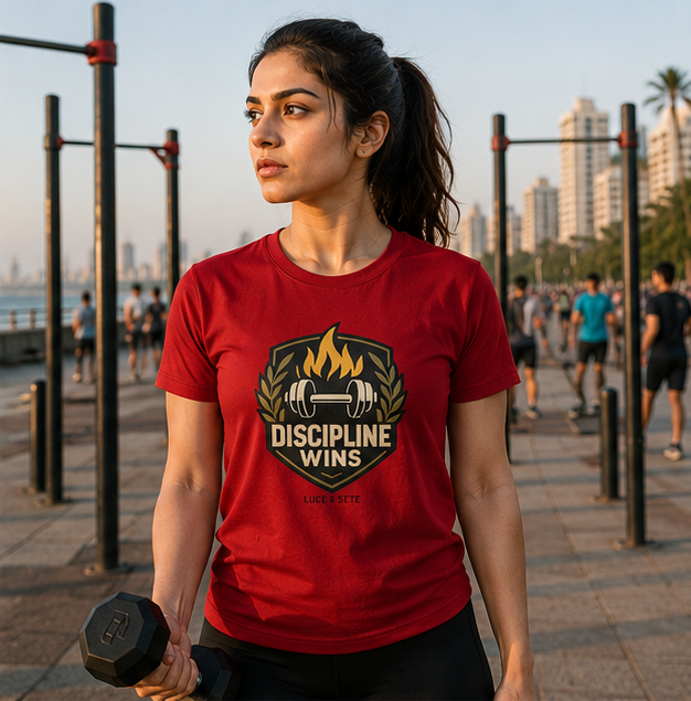 LUCE & SETE GPT mockup 1 - Discipline Wins Graphic T-Shirt for Men & Women | Motivational Fitness Streetwear - 407_9388311380205_unisex-stretch-t-shirt-132_NO_EXCUSES_GRID_20260601_221344_02_row1_col2.png