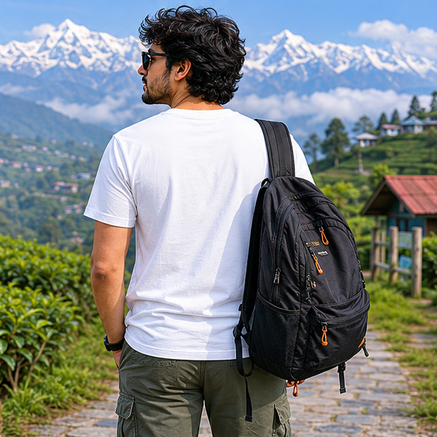 LUCE & SETE GPT mockup 1 - ব্যস্ততা কম পাহাড় বেশি Graphic T-Shirt for Men & Women | Bengali Travel Freedom Streetwear - 442_9389663486189_unisex-stretch-t-shirt-145_BENGALI_GRID_20260602_092937_04_row2_col2.png