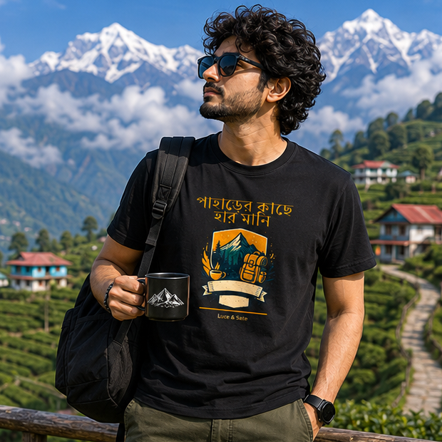 LUCE & SETE GPT mockup 1 - পাহাড়ের কাছে হার মানি Graphic T-Shirt for Men & Women | Travel & Adventure Streetwear - 443_9389663551725_unisex-stretch-t-shirt-147_BENGALI_GRID_20260602_093415_01_row1_col1.png