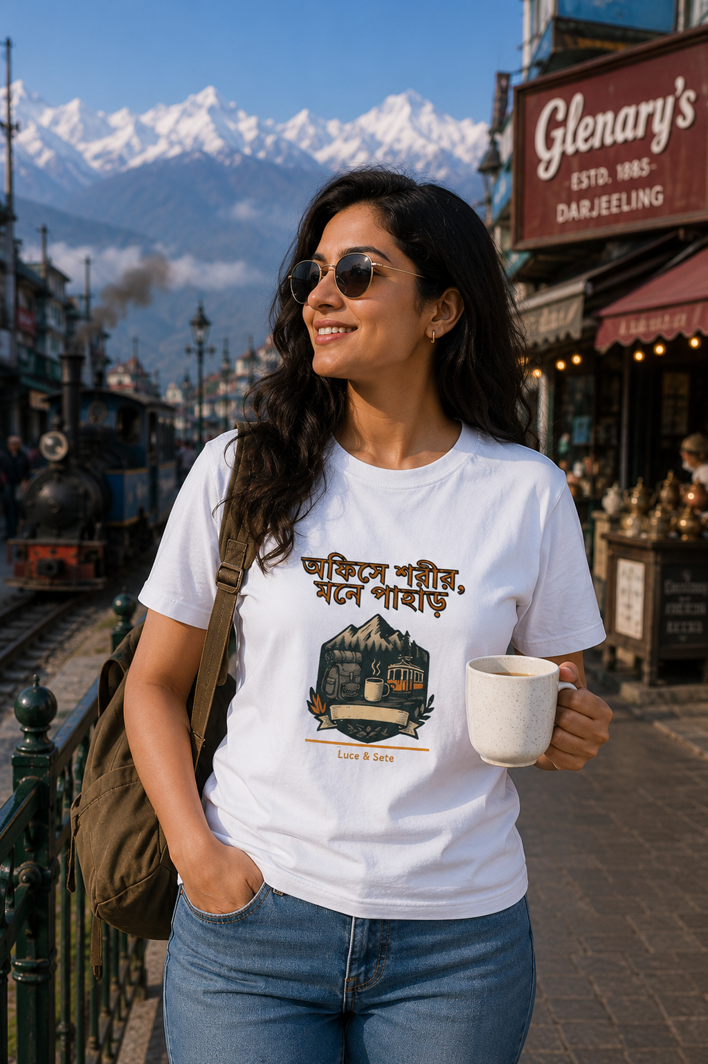LUCE & SETE GPT mockup 1 - অফিসে শরীর মনে পাহাড় Graphic T-Shirt for Men & Women | Bengali Travel & Freedom Streetwear - 446_9389666926829_unisex-stretch-t-shirt-154_BENGALI_front_HERO_20260602_094723.png