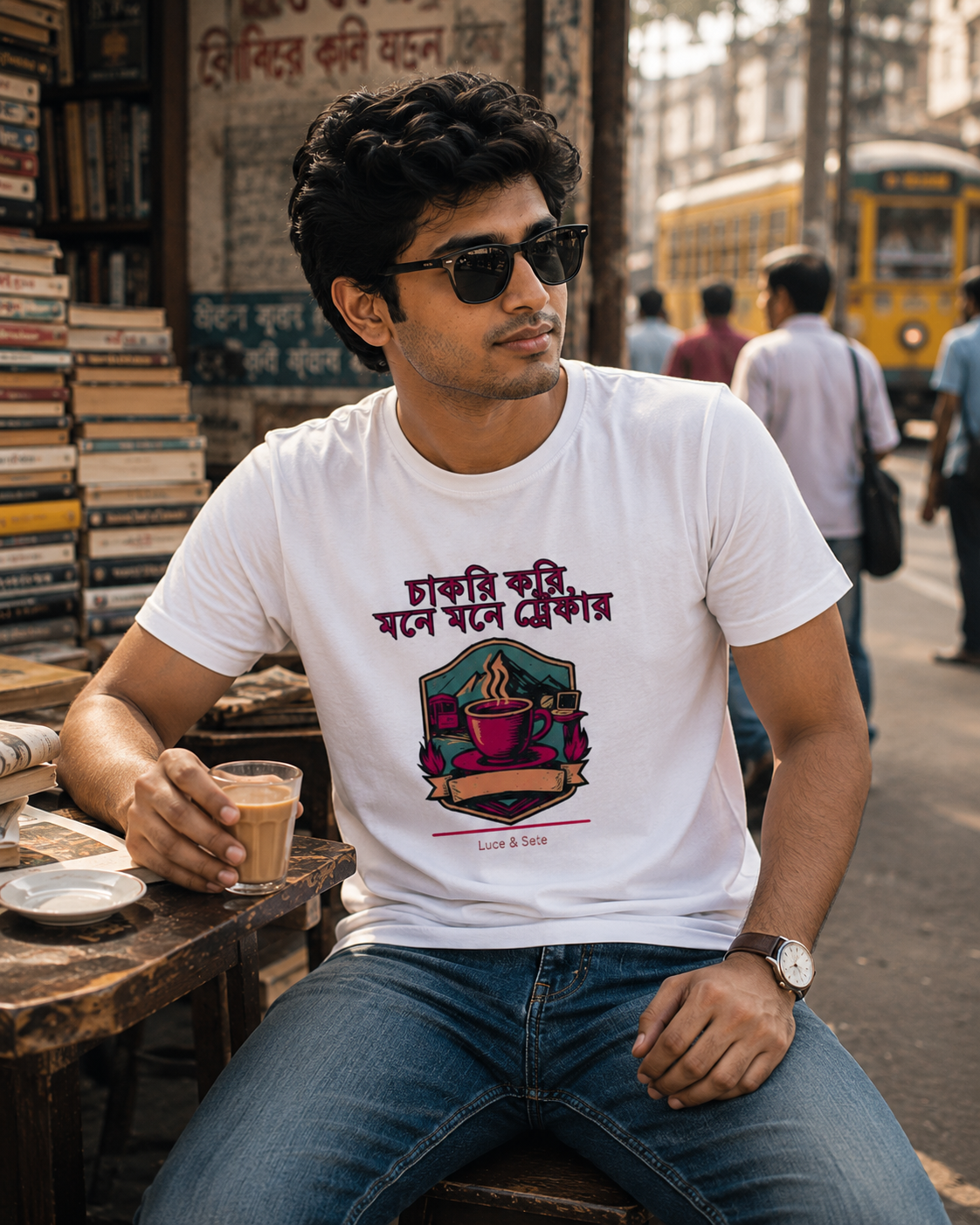 LUCE & SETE GPT mockup 1 - চাকরি করি মনে মনে স্ট্রিকার Graphic T-Shirt for Men & Women | Bengali Sarcasm Streetwear - 451_9389700808941_unisex-stretch-t-shirt-162_BENGALI_front_HERO_20260602_103907.png