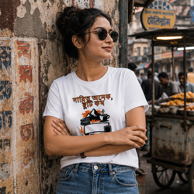 LUCE & SETE GPT mockup 1 - দায়িত্ব অনেক, চুটি কম Graphic T-Shirt for Men & Women | Bengali Pride Streetwear - 458_9389699989741_unisex-stretch-t-shirt-157_BENGALI_GRID_20260602_105822_02_row1_col2.png