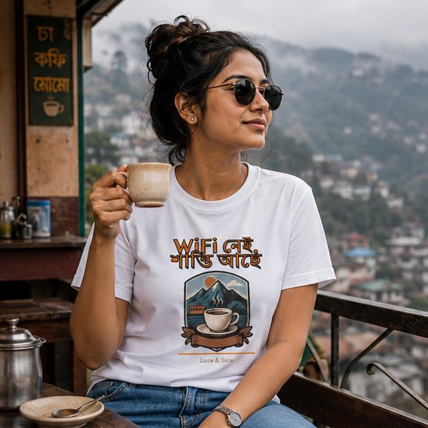 LUCE & SETE GPT mockup 1 - WiFi নেই শান্তি আছে Graphic T-Shirt for Men & Women | Bengali Peace Streetwear - 459_9389699825901_unisex-stretch-t-shirt-156_BENGALI_GRID_20260602_110221_01_row1_col1.png