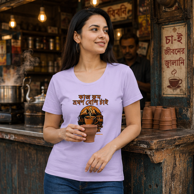 LUCE & SETE GPT mockup 1 - কাজ কম চা বেশি চাই Classic Graphic T-Shirt for Women | Bengali Tea Lover Streetwear - 470_9391401697517_womens-classic-t-shirt-57_BENGALI_GRID_20260605_060551_02_row1_col2.png