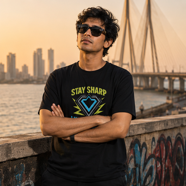LUCE & SETE GPT mockup 1 - Stay Sharp Live Distinct Graphic T-Shirt for Men & Women | Bold Streetwear Statement - 471_9389896138989_unisex-stretch-t-shirt-173_BUILD_DIFF_GRID_20260602_195505_02_row1_col2.png