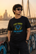 LUCE & SETE GPT mockup 1 - Stay Sharp Live Distinct Graphic T-Shirt for Men & Women | Bold Streetwear Statement - 471_9389896138989_unisex-stretch-t-shirt-173_BUILD_DIFF_front_HERO_20260602_195814.png