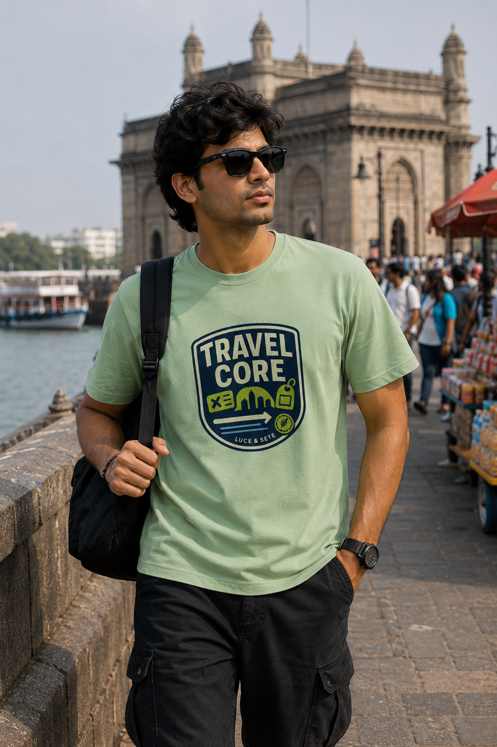 LUCE & SETE GPT mockup 1 - Travel Core Classic Graphic T-Shirt for Men | Adventure & Freedom Streetwear - 473_9391064973549_unisex-classic-crew-t-shirt-29_TRAVEL_front_HERO_20260604_212336.png