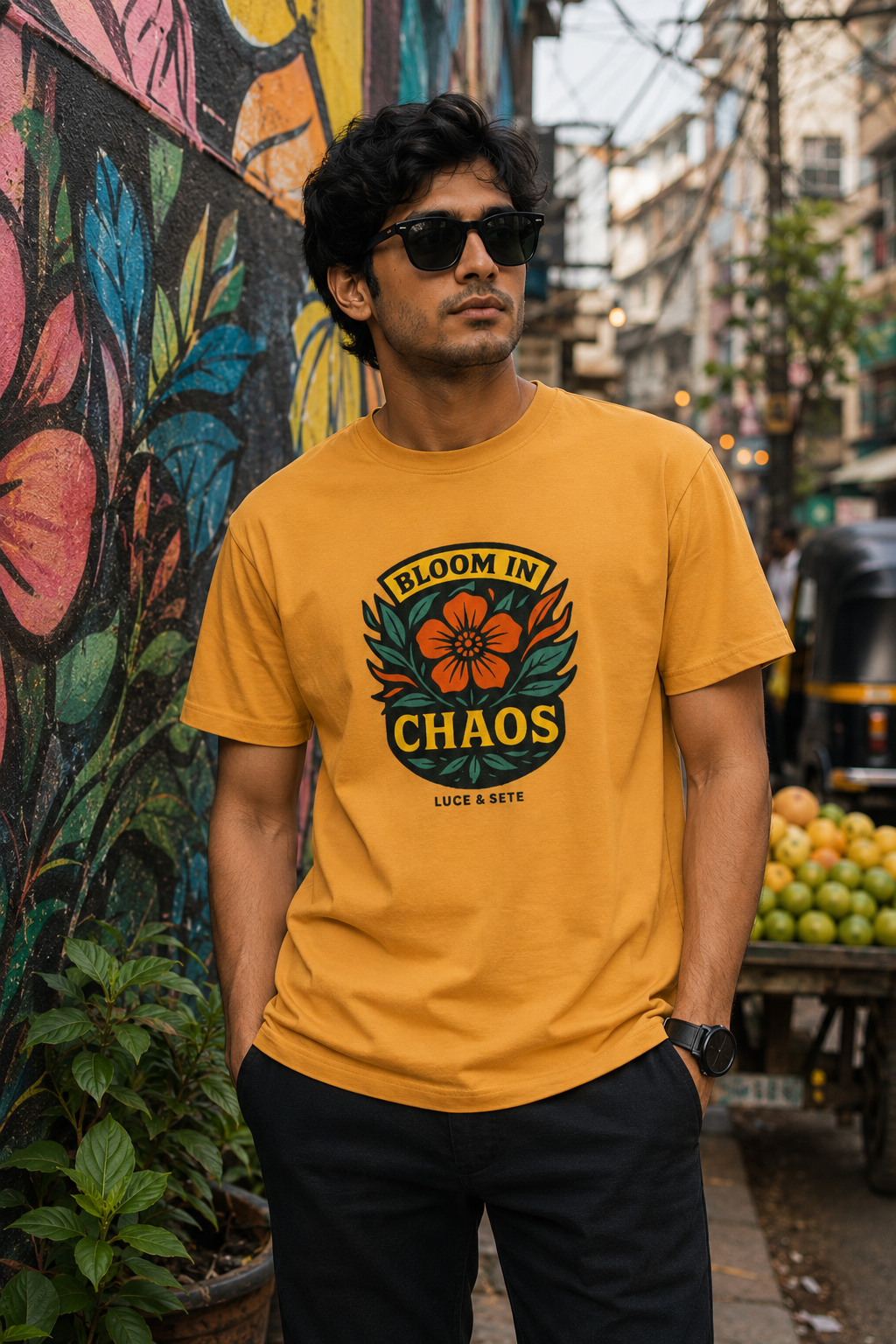 LUCE & SETE GPT mockup 1 - Bloom in Chaos Classic Graphic T-Shirt for Men | Resilience Streetwear - 476_9390577385709_unisex-classic-crew-t-shirt_TRAVEL_front_HERO_20260603_222815.png
