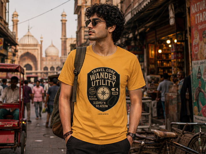 LUCE & SETE GPT mockup 1 - Travel Core Wander Utility Classic Graphic T-Shirt for Men | Adventure Streetwear - 476_9390787821805_unisex-classic-crew-t-shirt-5_TRAVEL_GRID_20260603_224003_01_row1_col1.png