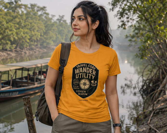 LUCE & SETE GPT mockup 1 - Travel Core Wander Utility Classic Graphic T-Shirt for Women | Adventure Streetwear - 476_9390787985645_womens-classic-t-shirt-1_TRAVEL_GRID_20260603_224340_01_row1_col1.png